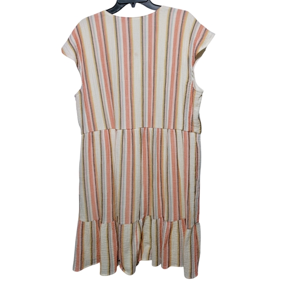 Lane Bryant Colorful Striped Lace-Up Neck Swing Dress Women's Plus Size 16 - Picture 4 of 10